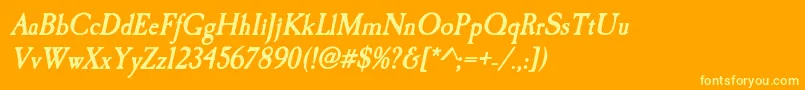 Fonte CaslonantiqueBolditalic – fontes amarelas em um fundo laranja