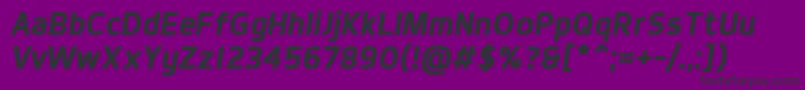 DynoBoldItalic-fontti – mustat fontit violetilla taustalla