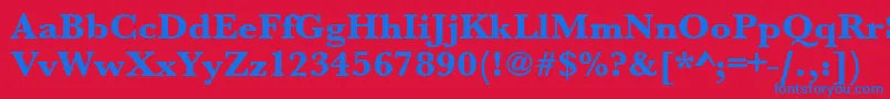Fonte Urwbaskertextbolwid – fontes azuis em um fundo vermelho