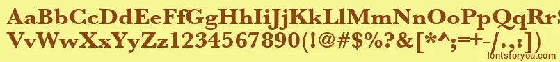 Шрифт Urwbaskertextbolwid – коричневые шрифты на жёлтом фоне