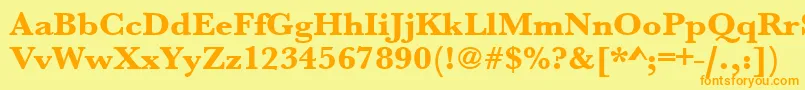 Urwbaskertextbolwid Font – Orange Fonts on Yellow Background