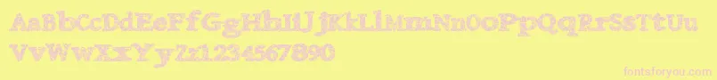 Danishcrack-fontti – vaaleanpunaiset fontit keltaisella taustalla