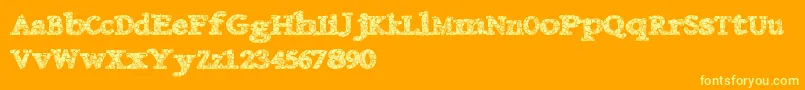 Danishcrack-fontti – keltaiset fontit oranssilla taustalla