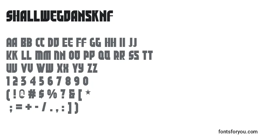 Schriftart Shallwegdansknf – Alphabet, Zahlen, spezielle Symbole