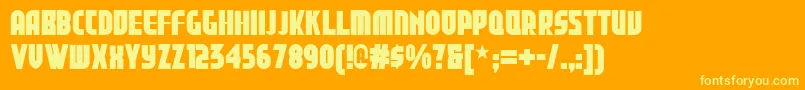 Shallwegdansknf-Schriftart – Gelbe Schriften auf orangefarbenem Hintergrund