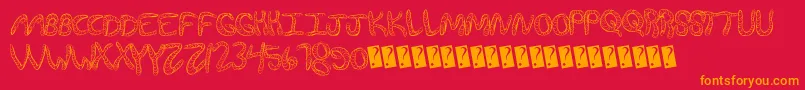 Saiba mais sobre a fonte Wurmfun Fonte Wurmfun – fontes laranjas em um fundo vermelho