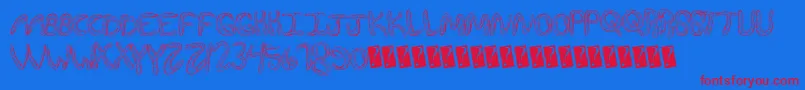 Wurmfun-Schriftart – Rote Schriften auf blauem Hintergrund