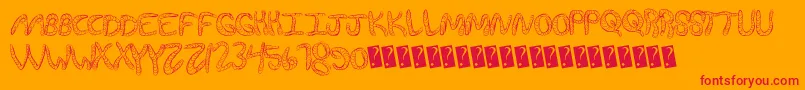 Wurmfun-Schriftart – Rote Schriften auf orangefarbenem Hintergrund