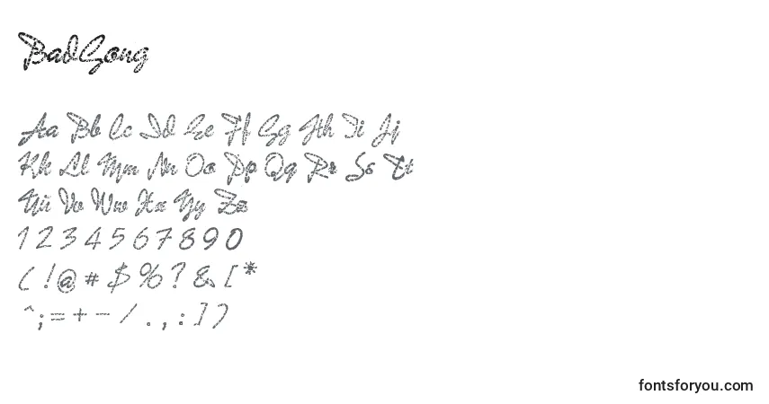 Schriftart BadGong – Alphabet, Zahlen, spezielle Symbole