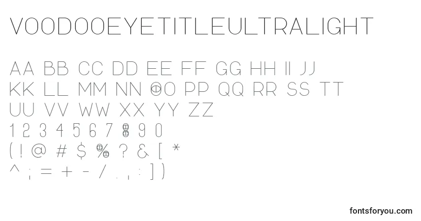 Czcionka VoodooeyetitleUltralight – alfabet, cyfry, specjalne znaki