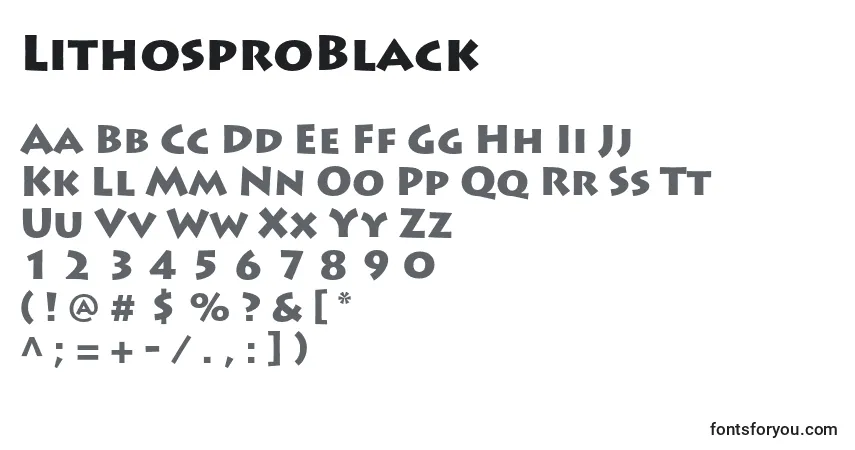 A fonte LithosproBlack – alfabeto, números, caracteres especiais