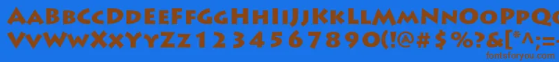 フォントLithosproBlack – 茶色の文字が青い背景にあります。