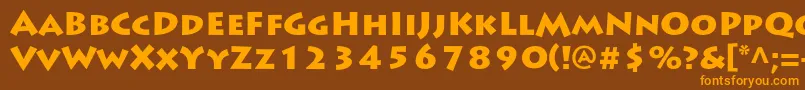 フォントLithosproBlack – オレンジ色の文字が茶色の背景にあります。