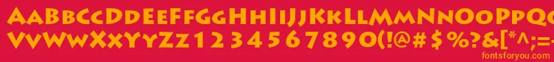 フォントLithosproBlack – 赤い背景にオレンジの文字