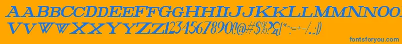 Czcionka FatHighestItalic – niebieskie czcionki na pomarańczowym tle
