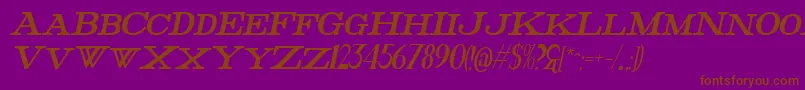 FatHighestItalic-Schriftart – Braune Schriften auf violettem Hintergrund