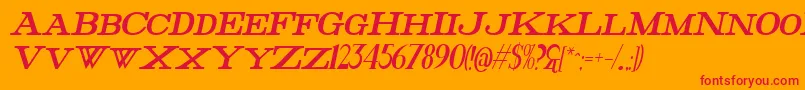 フォントFatHighestItalic – オレンジの背景に赤い文字