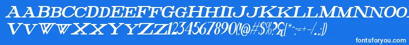 フォントFatHighestItalic – 青い背景に白い文字