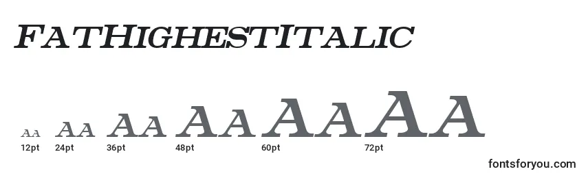 Размеры шрифта FatHighestItalic