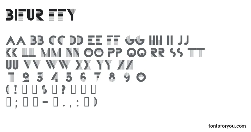 A fonte Bifur ffy – alfabeto, números, caracteres especiais