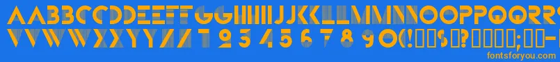 フォントBifur ffy – オレンジ色の文字が青い背景にあります。