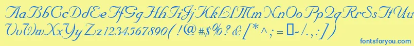 NupalscriptdbItalic Font – Blue Fonts on Yellow Background