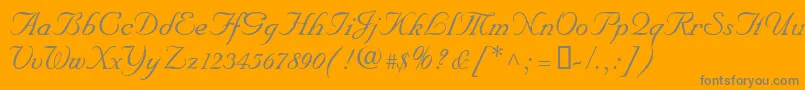 NupalscriptdbItalic-Schriftart – Graue Schriften auf orangefarbenem Hintergrund