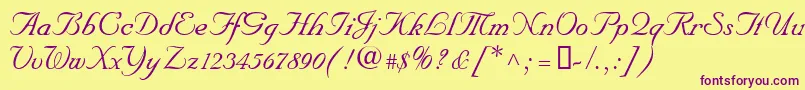 NupalscriptdbItalic Font – Purple Fonts on Yellow Background