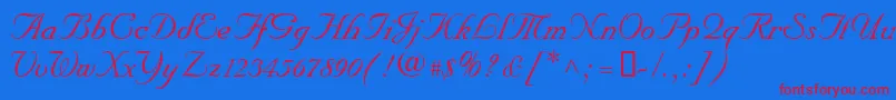NupalscriptdbItalic Font – Red Fonts on Blue Background