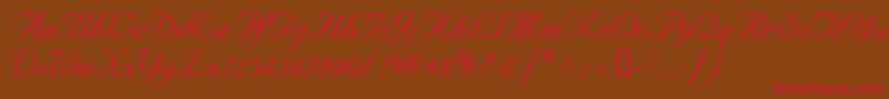 NupalscriptdbItalic-Schriftart – Rote Schriften auf braunem Hintergrund