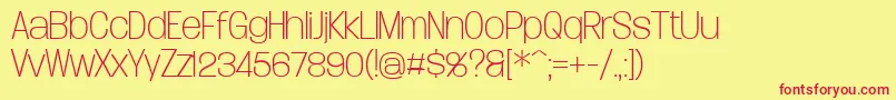 DueraNormthinPersonal-Schriftart – Rote Schriften auf gelbem Hintergrund