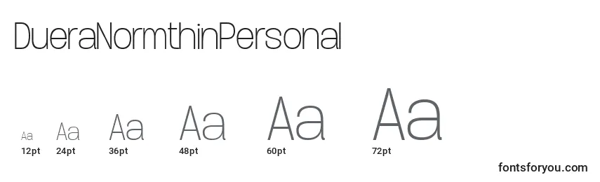 DueraNormthinPersonal Font Sizes