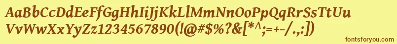 GentiumBookBasicBoldItalic Font – Brown Fonts on Yellow Background