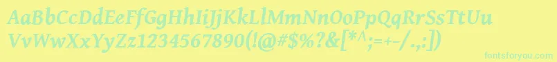 GentiumBookBasicBoldItalic Font – Green Fonts on Yellow Background