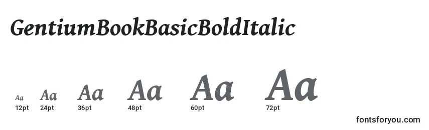Размеры шрифта GentiumBookBasicBoldItalic