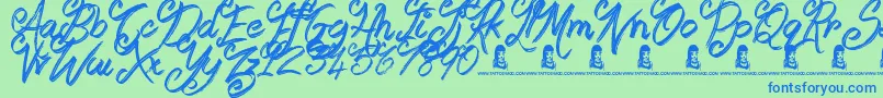 Booday Font – Blue Fonts on Green Background