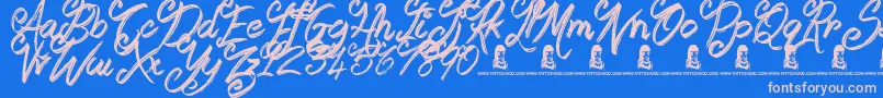 Booday Font – Pink Fonts on Blue Background