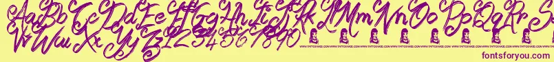 Booday Font – Purple Fonts on Yellow Background