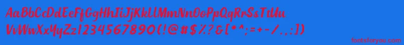 DephionSlantedLight Font – Red Fonts on Blue Background