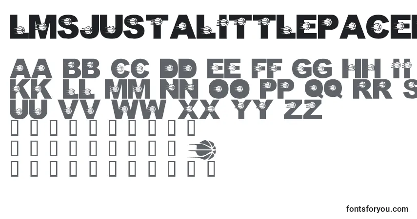 Шрифт LmsJustALittlePacersFan – алфавит, цифры, специальные символы