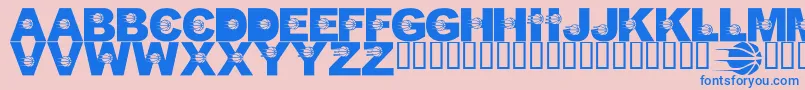 フォントLmsJustALittlePacersFan – ピンクの背景に青い文字