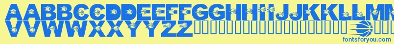 Шрифт LmsJustALittlePacersFan – синие шрифты на жёлтом фоне