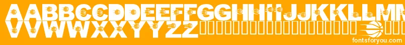 LmsJustALittlePacersFan-fontti – valkoiset fontit oranssilla taustalla