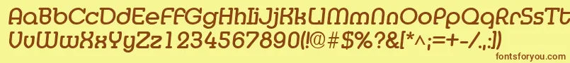 フォントMedflyBold – 茶色の文字が黄色の背景にあります。