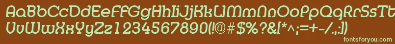 フォントMedflyBold – 緑色の文字が茶色の背景にあります。