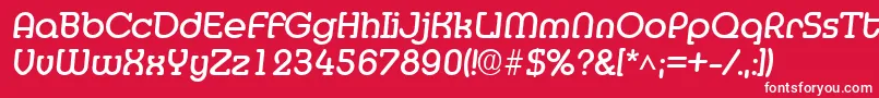 Czcionka MedflyBold – białe czcionki na czerwonym tle