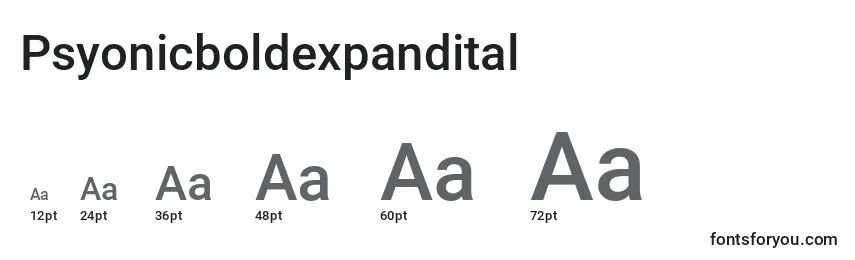 Размеры шрифта Psyonicboldexpandital