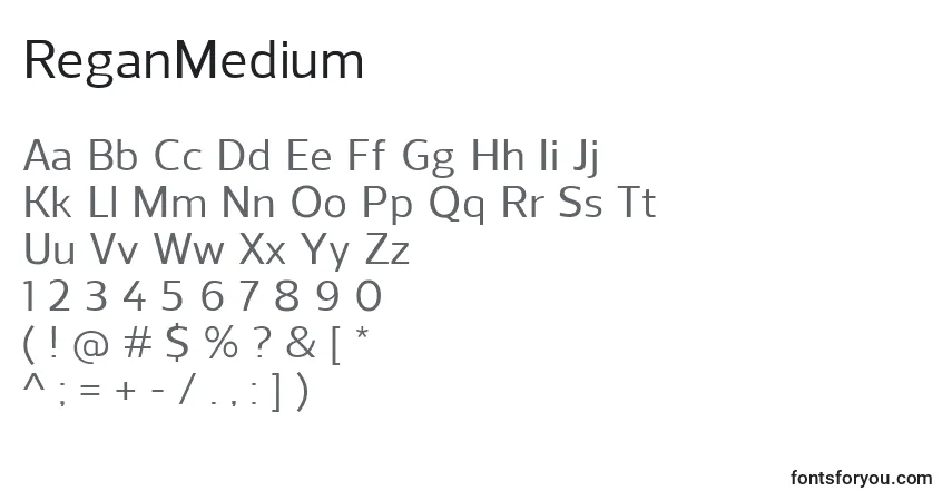 Шрифт ReganMedium – алфавит, цифры, специальные символы