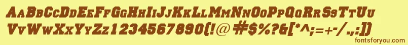 Fonte LettermansolidItalic – fontes marrons em um fundo amarelo