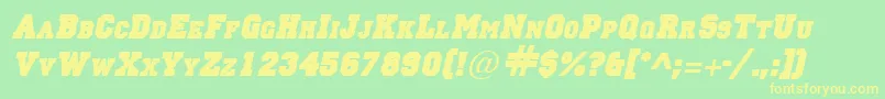 フォントLettermansolidItalic – 黄色の文字が緑の背景にあります